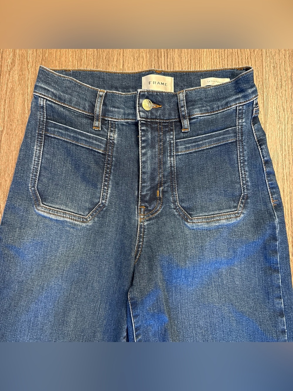 Frame denim le slim palazzo savior High-waisted wide-leg blue jeans. $298 MSRP. - Picture 2 of 6